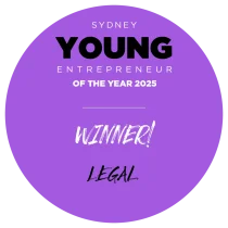 Sydney Young Entrepreneur of the Year 2025 Winner (Legal) badge